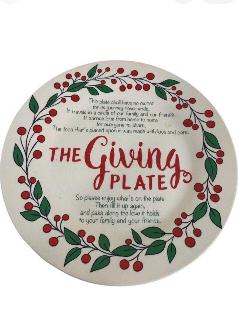 Mambo Group The Giving Plate Glazed Ceramic Holiday Christmas 9"‎ Plate